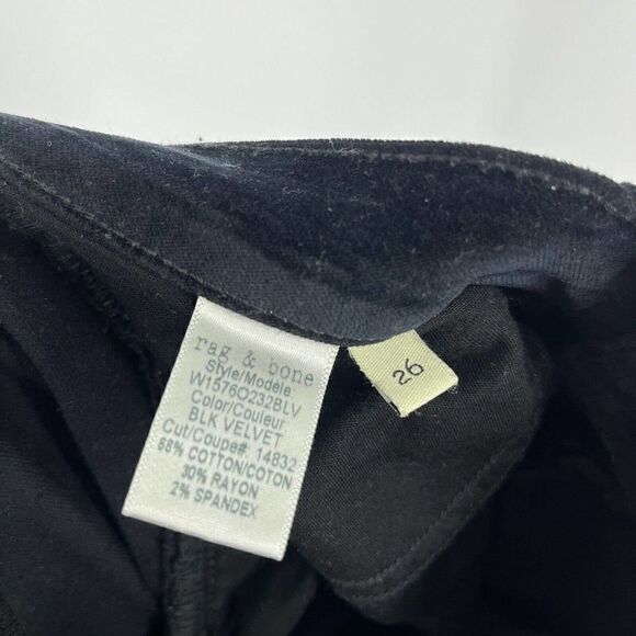 Rag & Bone Jeans Size 26 Womens Black 10 Inch Capri Velvet Zip Ankle Skinny - Picture 8 of 11